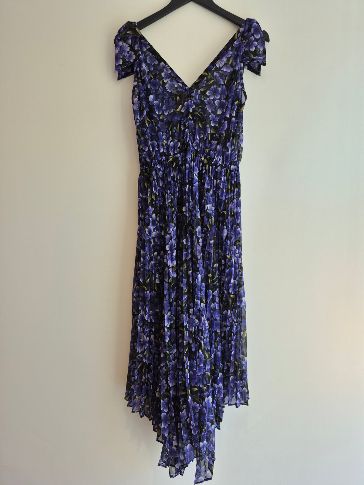 The Kooples Flower Print Pleat Dress Black/Purples Size 1/ UK 8