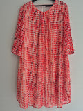 Samoon Dress Blocks Print Ecru/Chilli Red Size 22
