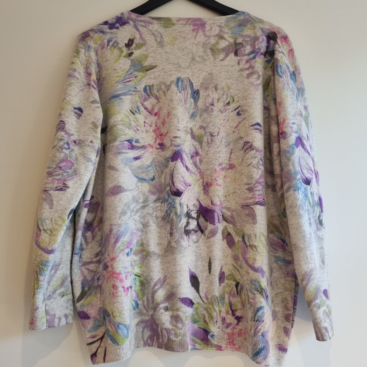 Pure Collection floral cashmere jumper Grey/Pastels Size 20