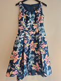 Adrianna Papell Occasionwear 'Mikado' Print High Low Occasion Dress Navy/Multi Size 8