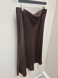 M&S Collection Satin Slip Midi Skirt Chocolate Size 16