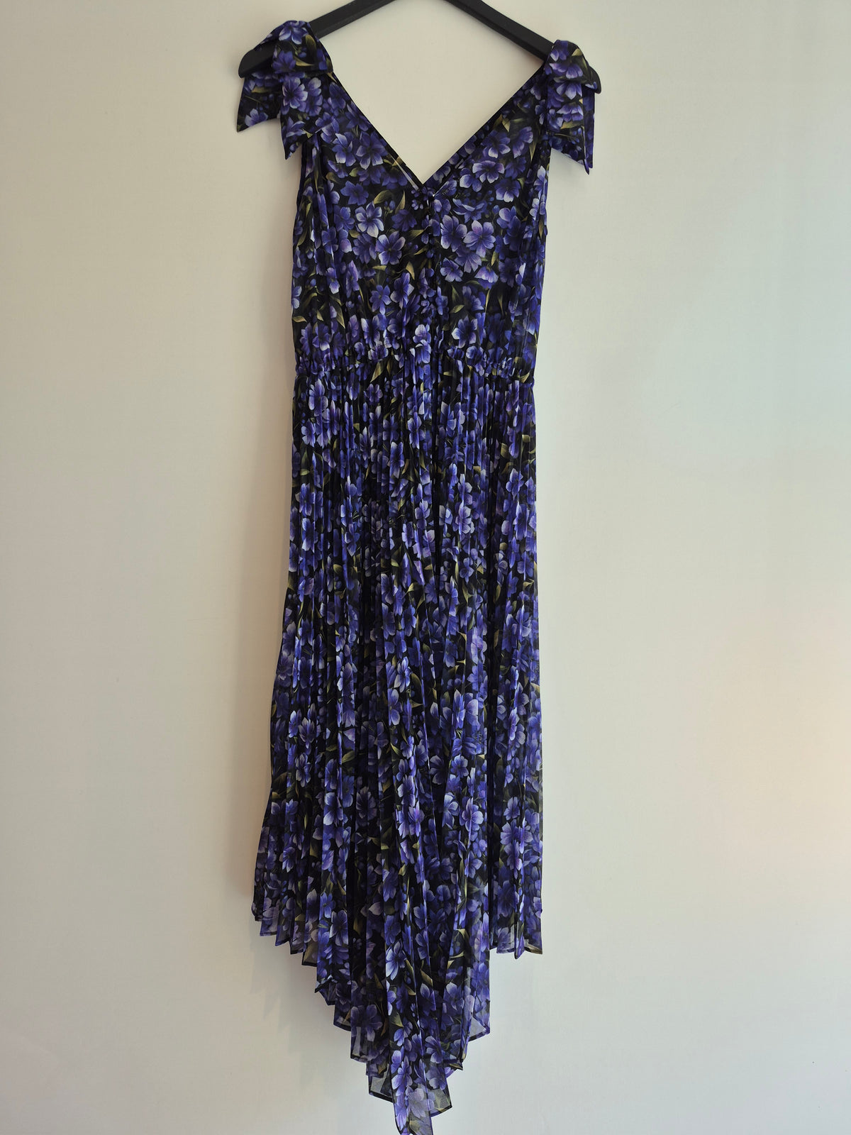 The Kooples Flower Print Pleat Dress Black/Purples Size 1/ UK 8