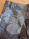 Oppio Vintage Dark Wash Print Embellished Gold Thread Soft Flare Jean Size 12