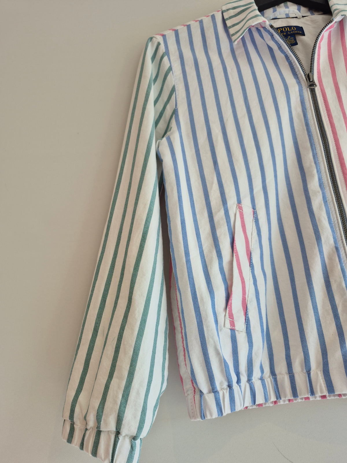 Polo Ralph Lauren Contrast Stripe Bomber Jacket White/Multi Size Medium
