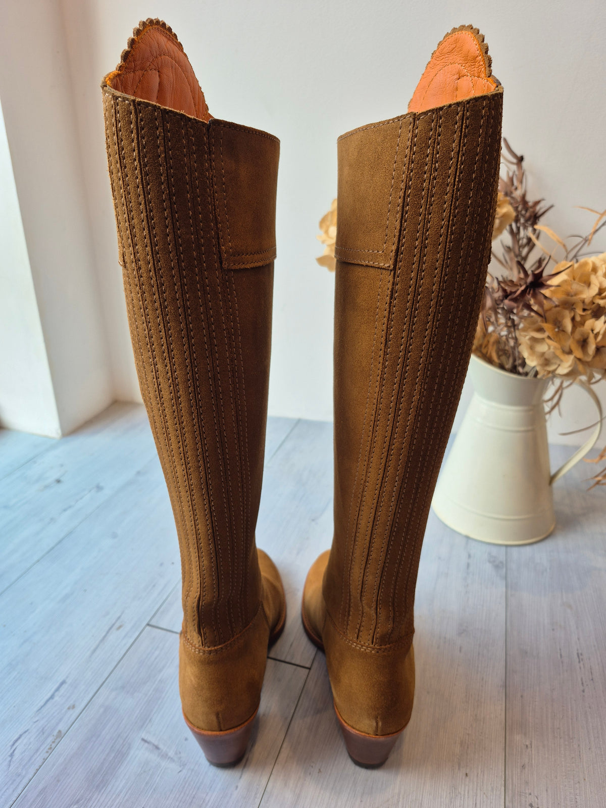 Fairfax & Favor Suede Heeled Regina BootsTan/Orange UK 6