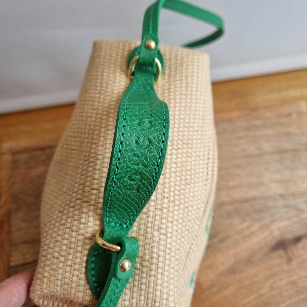 Longchamp Le Panier Pliage Natural/Green Crossbody bag