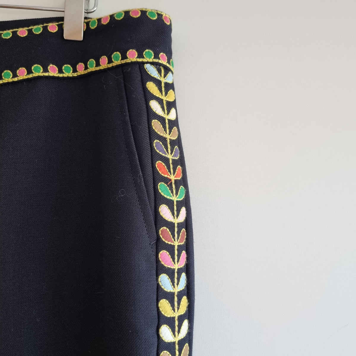 Boden side embroidered trouser Navy/Multi Size 14L