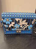 Prada 'Elektra Floral' leather print stud crossbody Bag Blue One Size