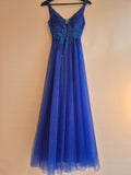 Unbranded Glitter Tulle Skirt and Lace Bodice Prom Dress Cobalt Blue Size 6