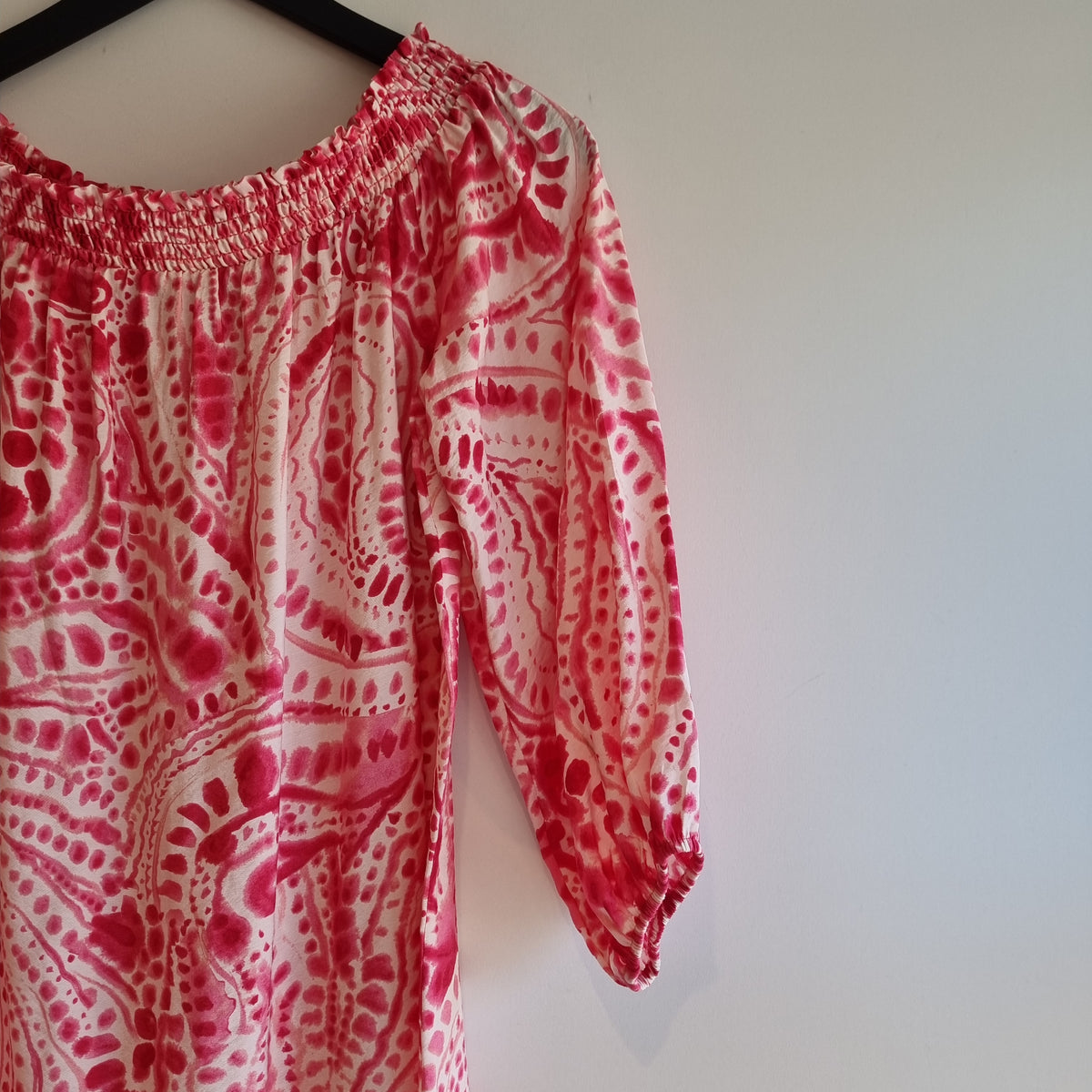 Mint Velvet painterly print bardot tunic Pink/White Size Medium