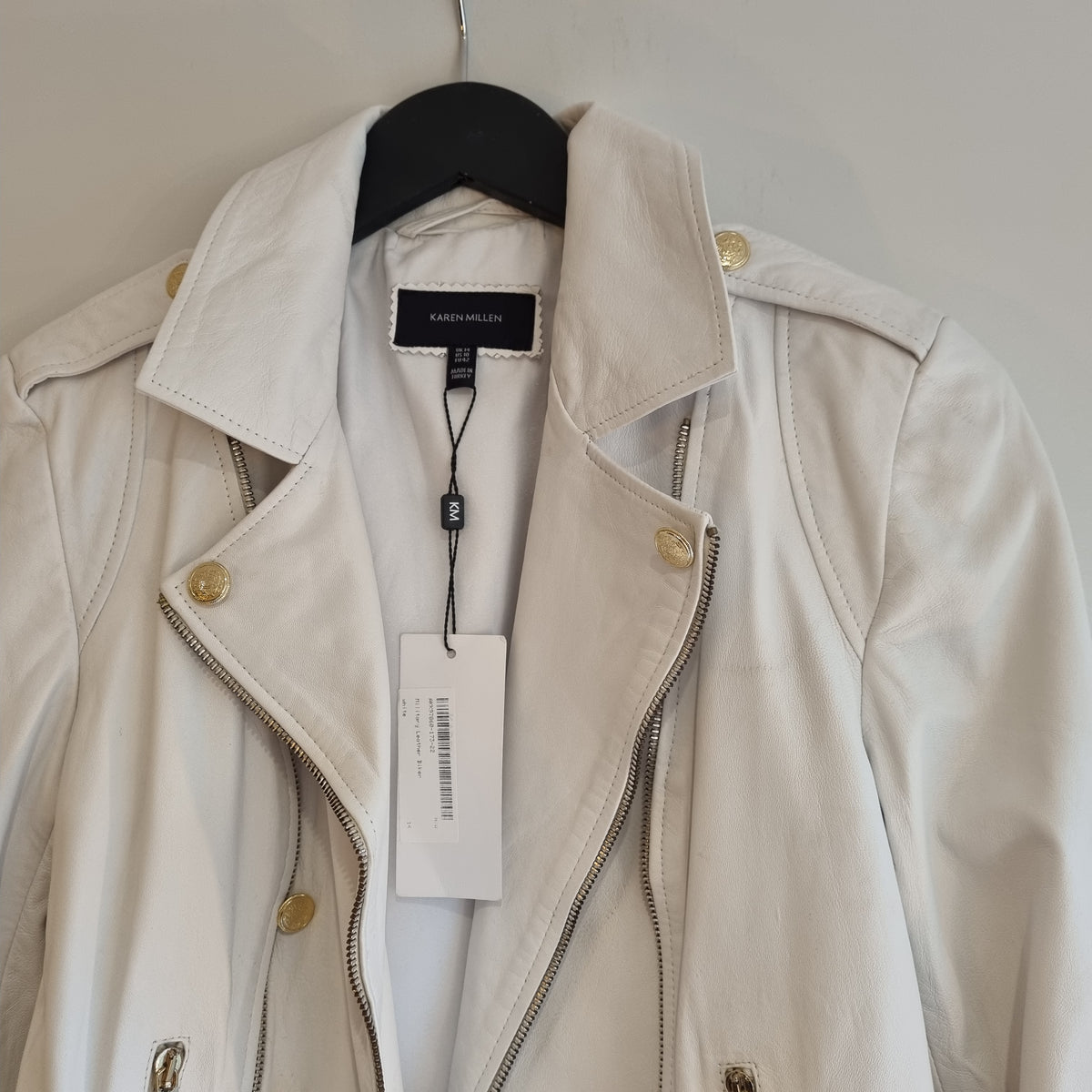 Karen Millen leather biker jacket White Size 14