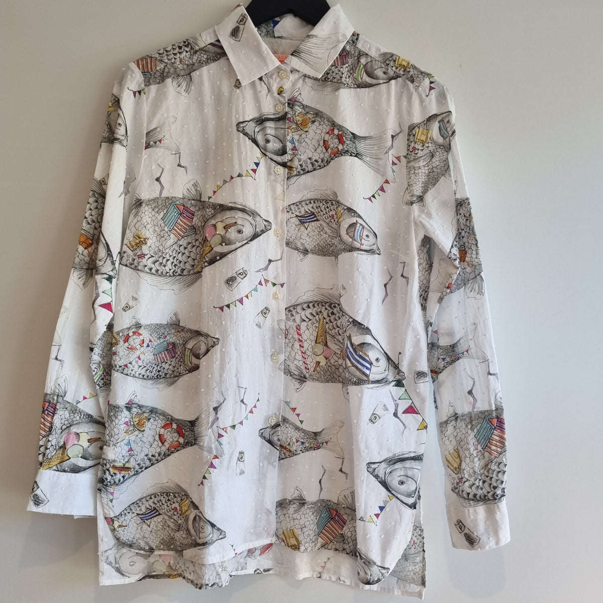 Vilagallo Fish/Beach print Shirt White/Multi Size 42