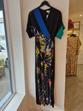 Diane Von Furstenberg Silk Faux Wrap Jumpsuit Black/Multi Size 2
