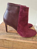 Office Suede/Leather ankle boot Burgundy Size 6