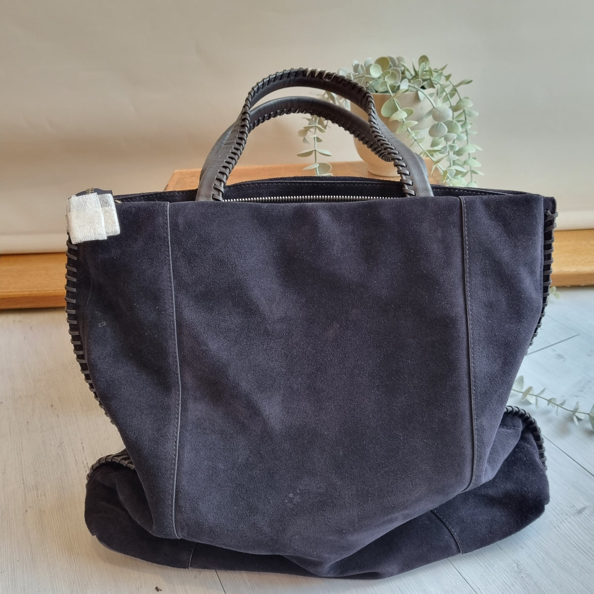 All Saints suede tote Navy OS