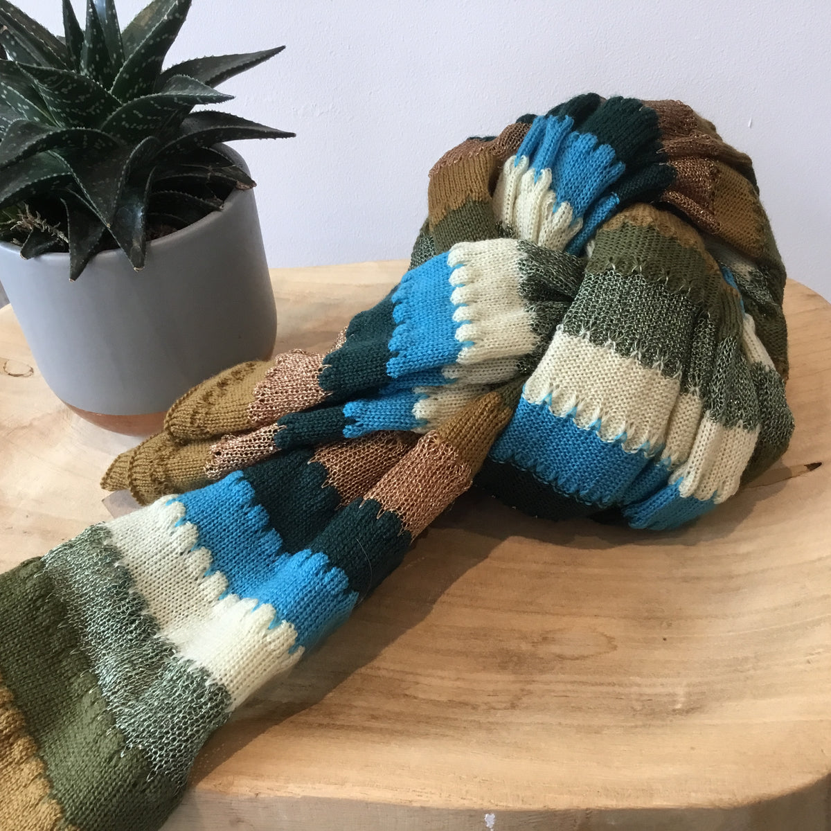 Missoni knit scarf Olive/Gold One Size