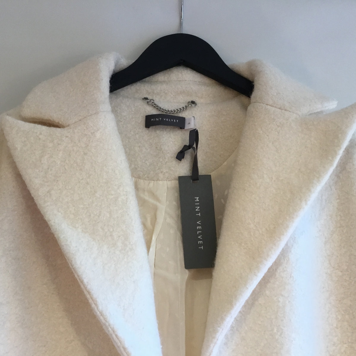 Mint Velvet boucle coat Cream Size 14